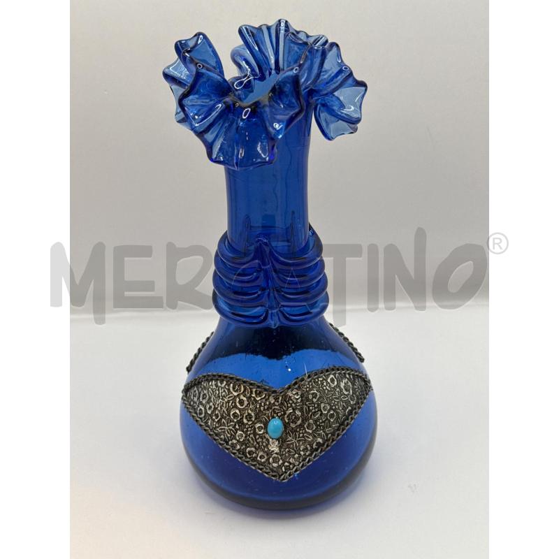 VASO BLU CON INSERTO ARGENTATO  | Mercatino dell'Usato Genova sampierdarena 2