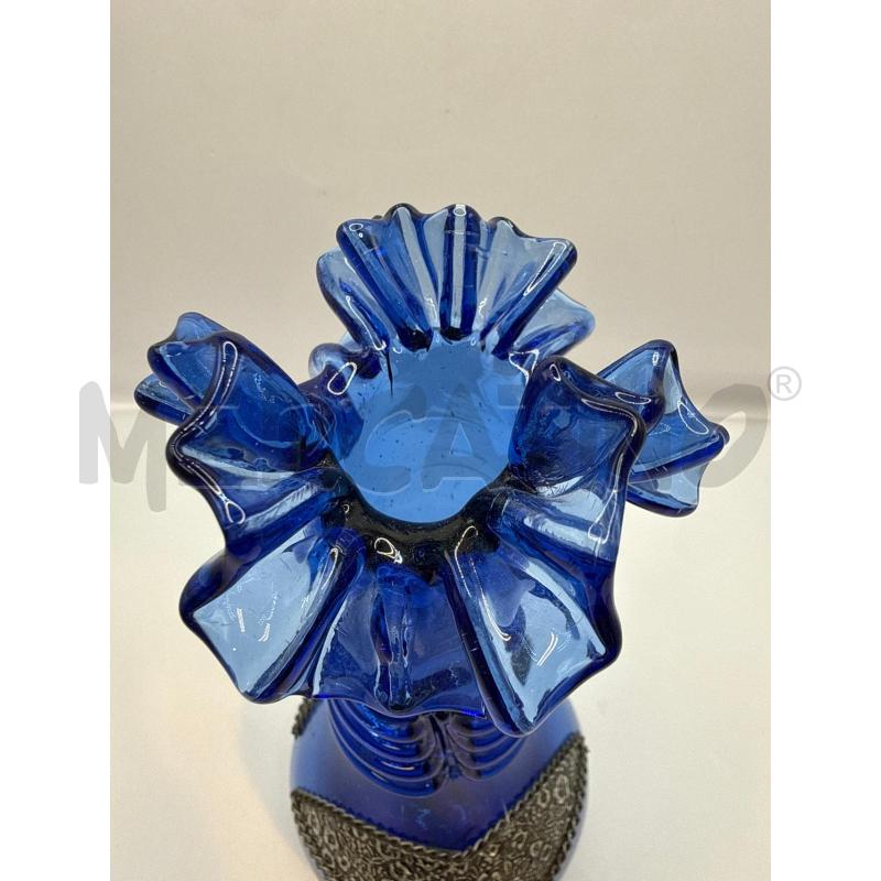 VASO BLU CON INSERTO ARGENTATO  | Mercatino dell'Usato Genova sampierdarena 3