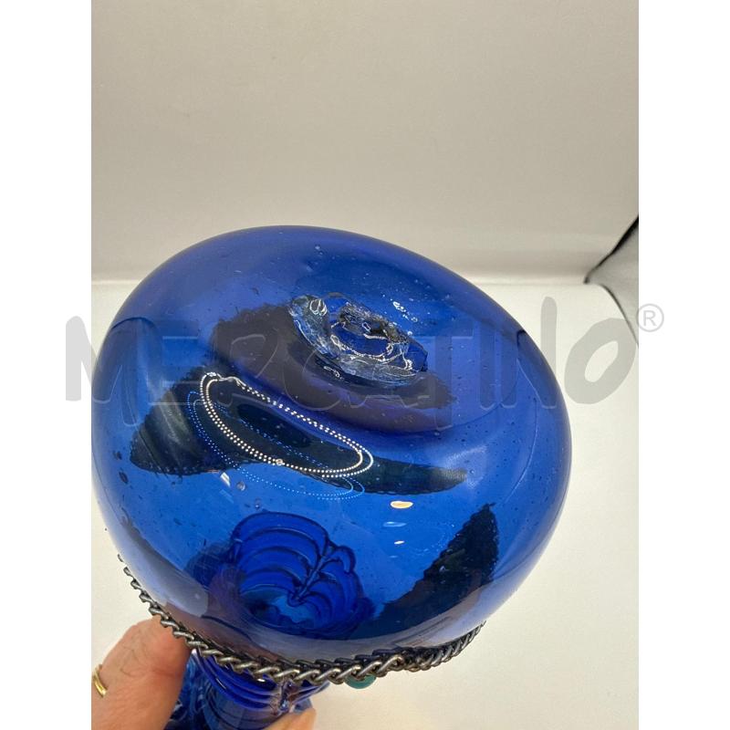 VASO BLU CON INSERTO ARGENTATO  | Mercatino dell'Usato Genova sampierdarena 4