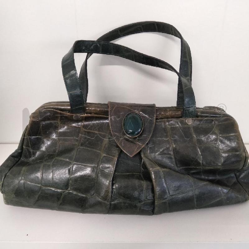 BORSA DONNA PELLE VERDE STAMPATA | Mercatino dell'Usato Viareggio 1