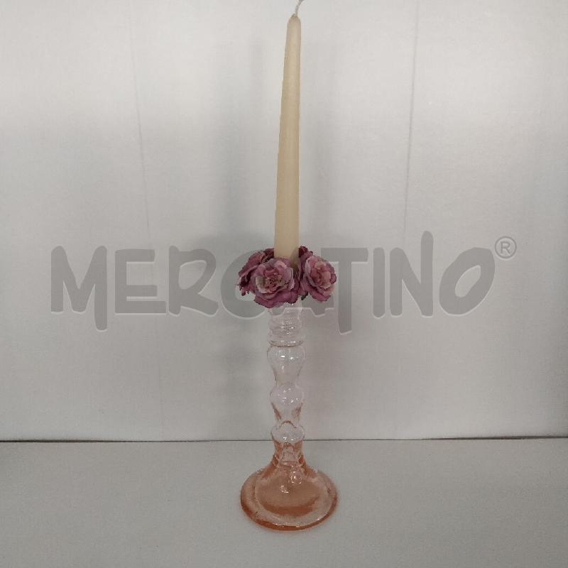 PORTA CANDELA VETRO ROSA | Mercatino dell'Usato Viareggio 1