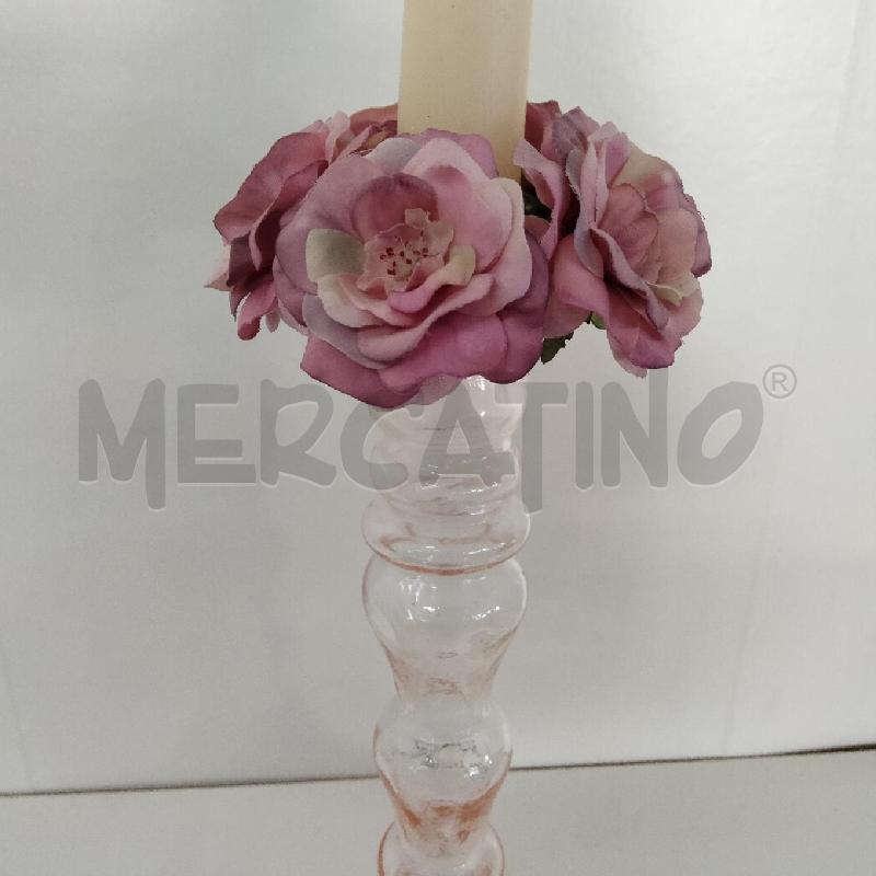 PORTA CANDELA VETRO ROSA | Mercatino dell'Usato Viareggio 2