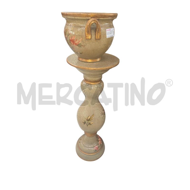 ALZATA CON VASO IN CERAMICA VERDE OLIVA | Mercatino dell'Usato Arcore 1