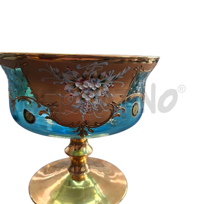ALZATA VETRO DI MURANO COLOR ORO E AZZURRO | Mercatino dell'Usato Arcore 1