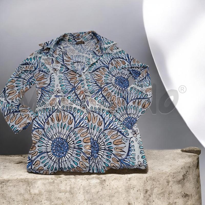 BLUSA DONNA MALIPARMI CELESTE MOTIVO FIORI TG 42 | Mercatino dell'Usato Arcore 2