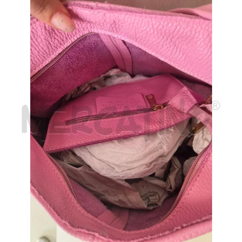 BORSA DONNA GENUINE LEATHER ROSA  | Mercatino dell'Usato Arcore 3
