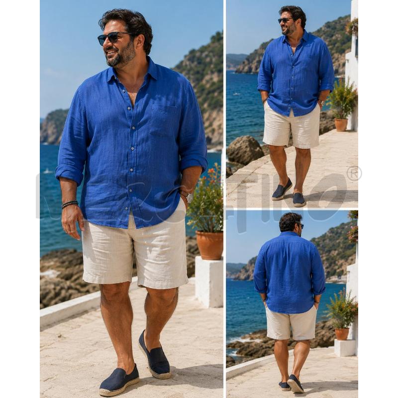 CAMICIA UOMO VILEBREQUIN LINO BLU TG 4XL | Mercatino dell'Usato Arcore 1