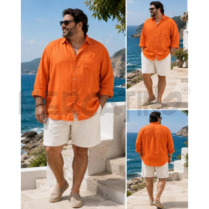 CAMICIA UOMO VILLEBREQUIN ARANCIONE LINO TG 4XL | Mercatino dell'Usato Arcore 1