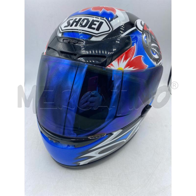 CASCO MOTO SHOEI COCCINELLA FIORI ROSSI E BLU  | Mercatino dell'Usato Arcore 1