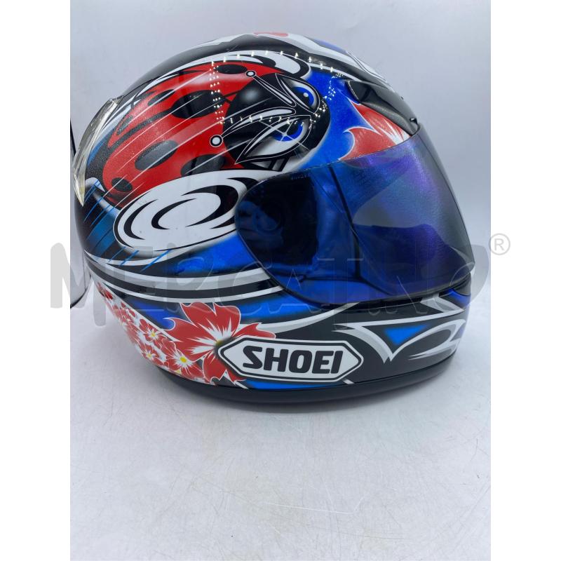 CASCO MOTO SHOEI COCCINELLA FIORI ROSSI E BLU  | Mercatino dell'Usato Arcore 2