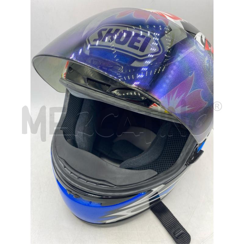 CASCO MOTO SHOEI COCCINELLA FIORI ROSSI E BLU  | Mercatino dell'Usato Arcore 3