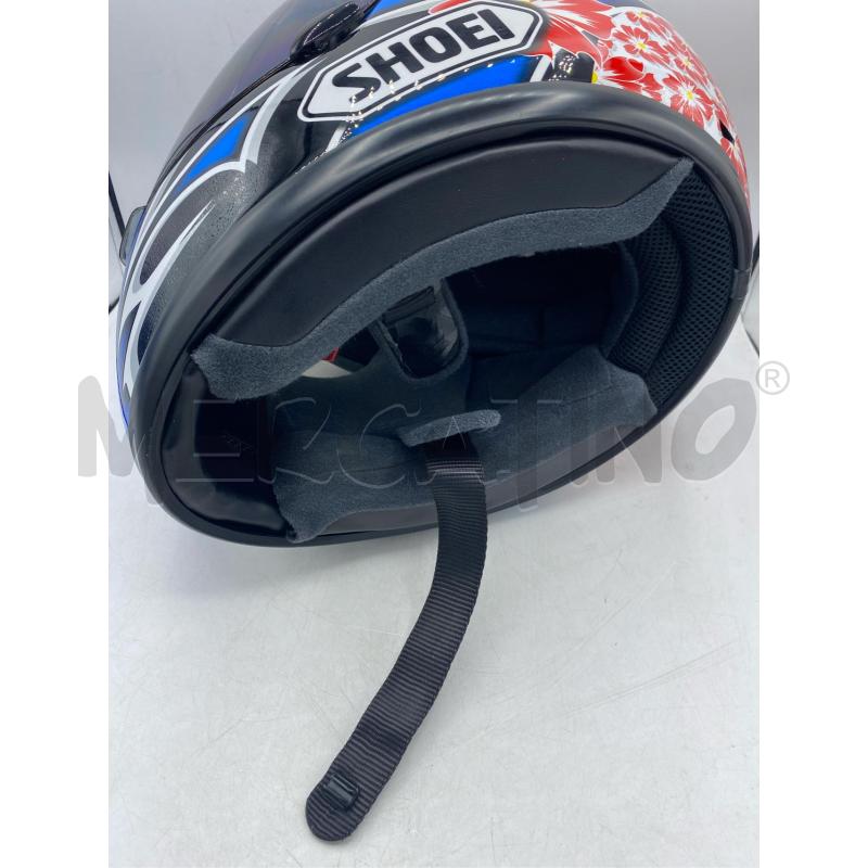 CASCO MOTO SHOEI COCCINELLA FIORI ROSSI E BLU  | Mercatino dell'Usato Arcore 4