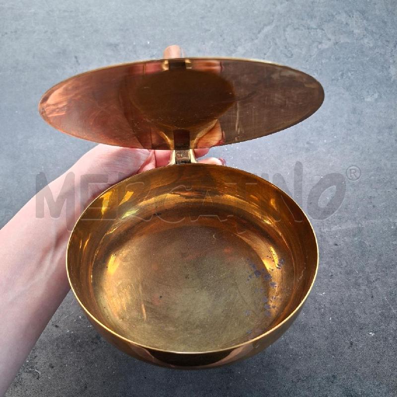 CASSERUOLA CON COPERCHIO OTTONE E MANICO LEGNO  | Mercatino dell'Usato Arcore 4