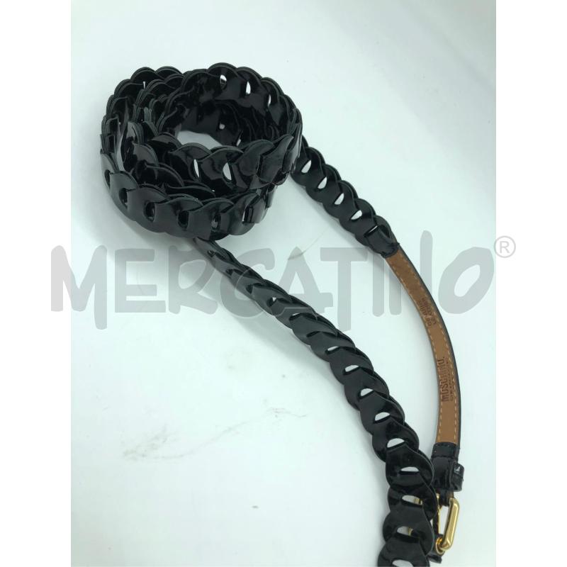 CINTURA DONNA MOSCHINO NERA IN VERNICE INTRECCIATA | Mercatino dell'Usato Arcore 1