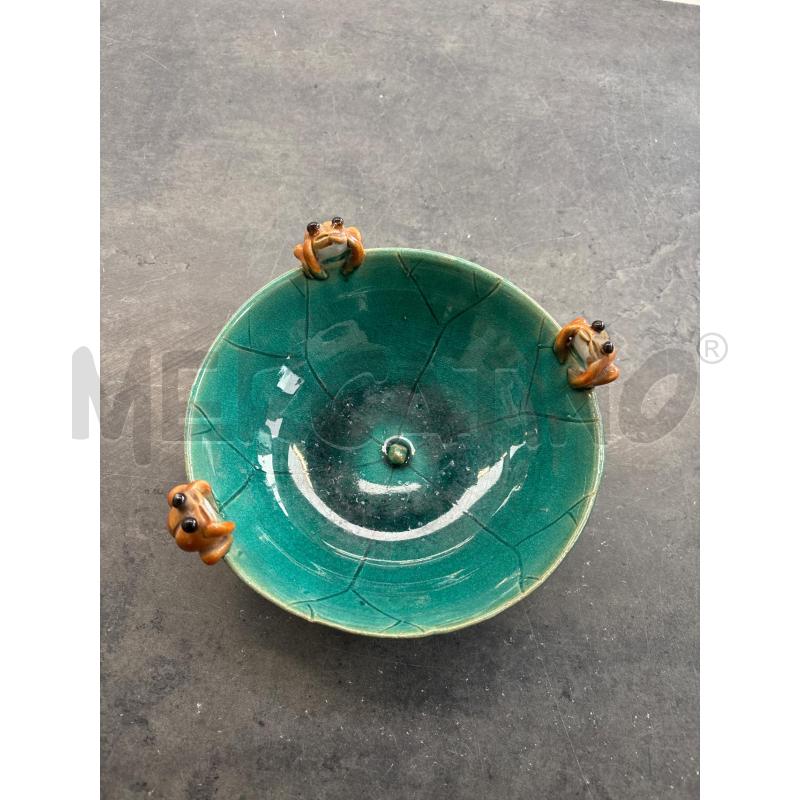 CIOTOLA VERDE CON 3 RANE IN CERAMICA | Mercatino dell'Usato Arcore 1