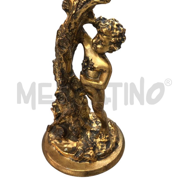 COLONNINA PORTA VASO PUTTI COLOR ORO SU TRONCO D'ALBERO | Mercatino dell'Usato Arcore 2