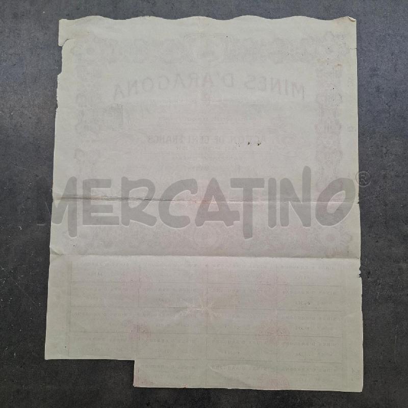 DOCUMENTO AZIONARIO MINES D'ARAGONA  | Mercatino dell'Usato Arcore 5
