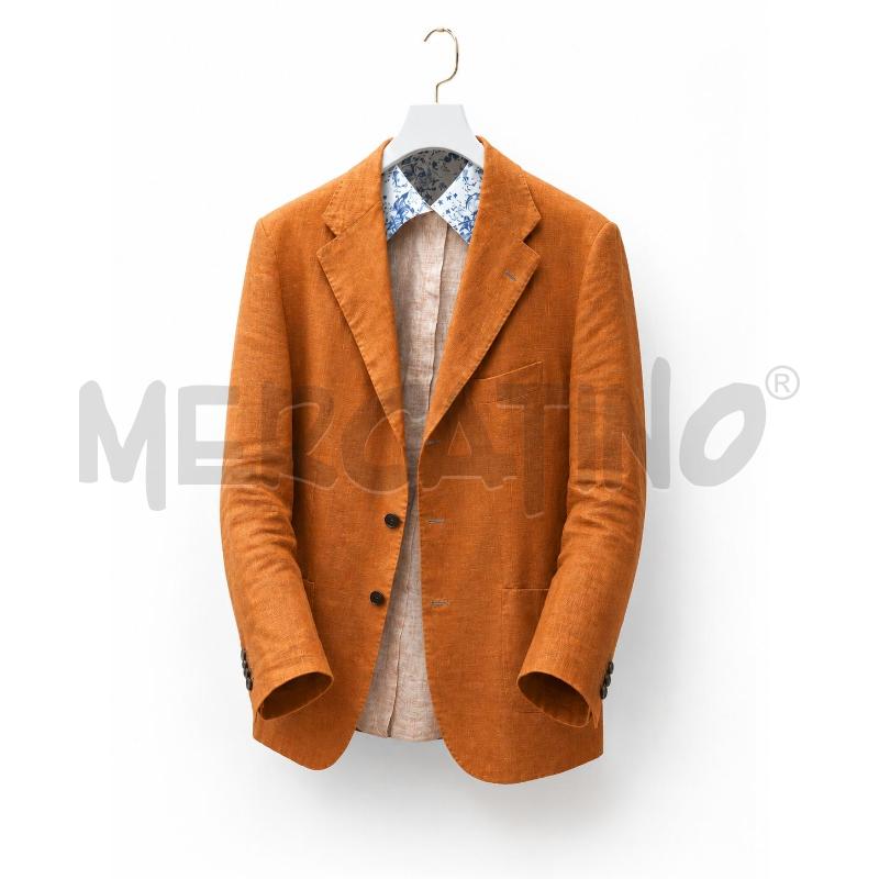 GIACCA UOMO SARTORIO NAPOLI ARANCIO LINO | Mercatino dell'Usato Arcore 1