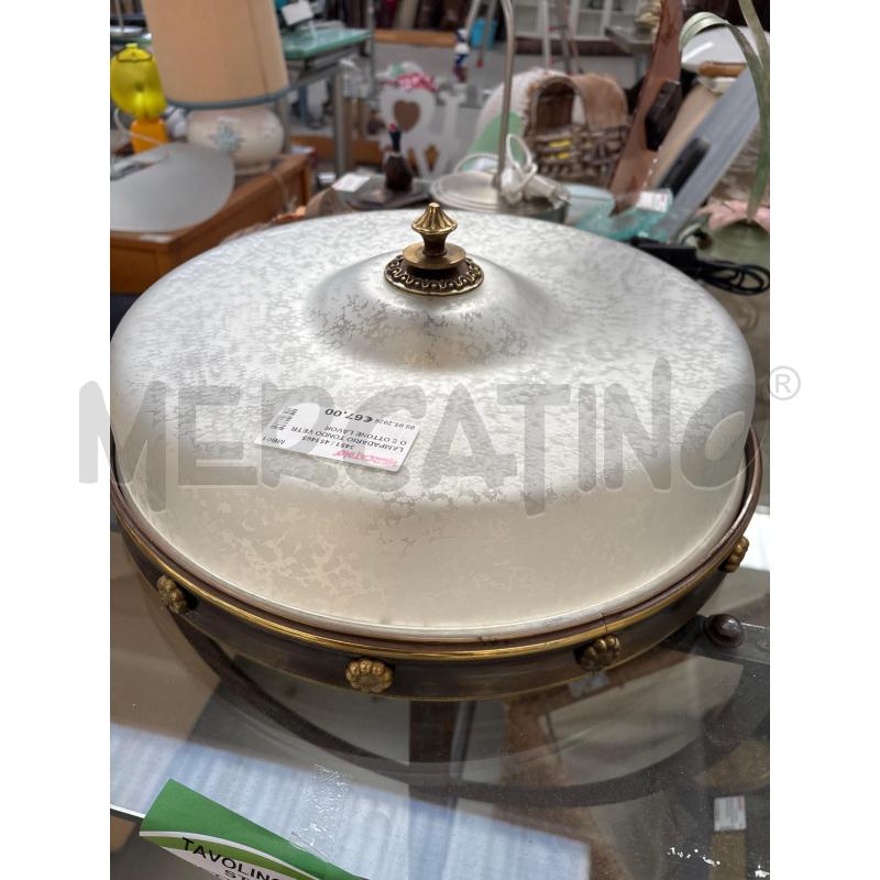 LAMPADARIO TONDO VETRO E OTTONE LAVORATO | Mercatino dell'Usato Arcore 1