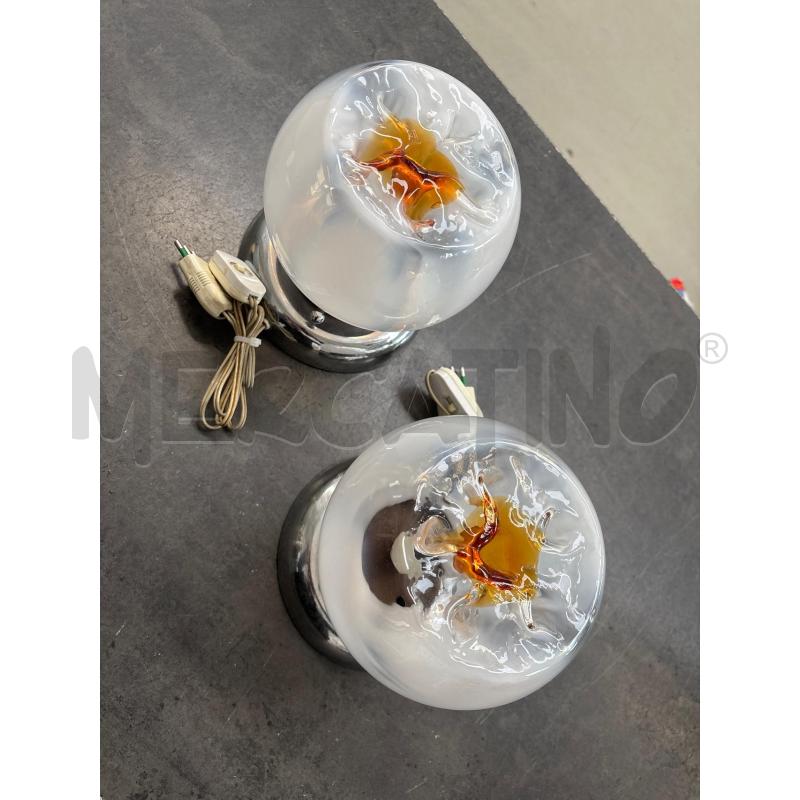 LAMPADA A COPPIA STILE MAZZEGA VETRO BIANCO ARANCIONE | Mercatino dell'Usato Arcore 1