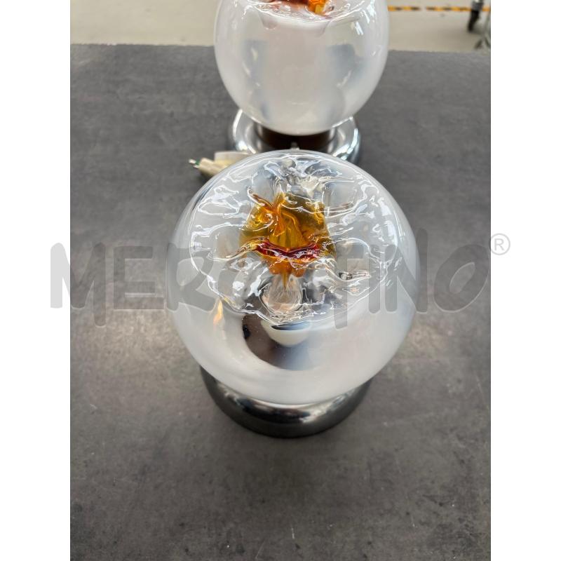 LAMPADA A COPPIA STILE MAZZEGA VETRO BIANCO ARANCIONE | Mercatino dell'Usato Arcore 2
