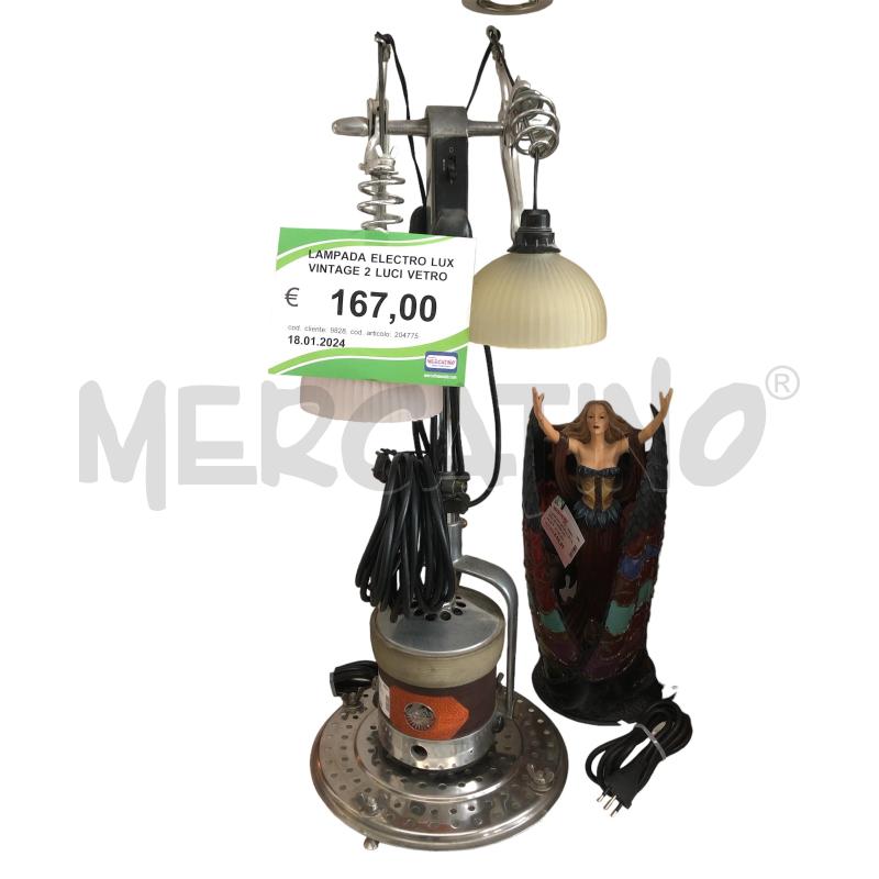 LAMPADA ELECTRO LUX VINTAGE 2 LUCI VETRO  | Mercatino dell'Usato Arcore 1