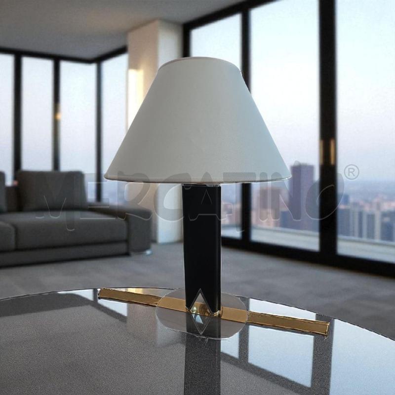 LAMPADA PROFILI COLOR ORO E PELLE DUE LUCI A SOSPENSIONE | Mercatino dell'Usato Arcore 1