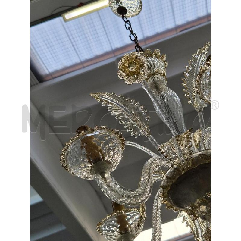 LAMPADA VETRO CON 5 LUCI E FIORI FOGLIE | Mercatino dell'Usato Arcore 3