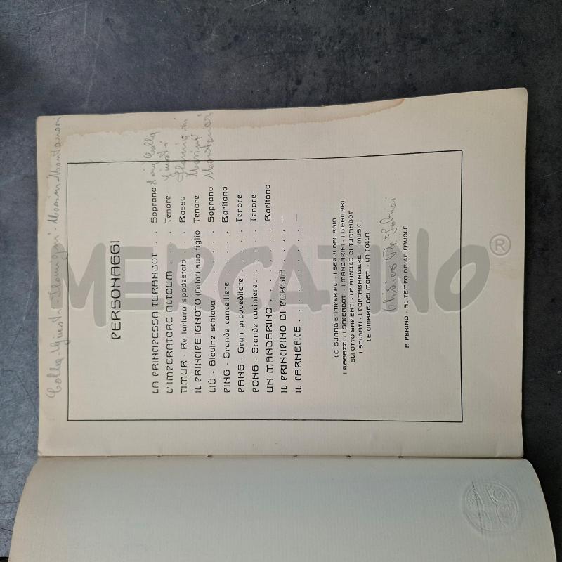 LIBRETTO D'OPERA TURANDOT | Mercatino dell'Usato Arcore 4