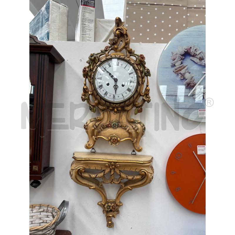 OROLOGIO A PENDOLO CON MENSOLINA LEGNO LAVORATO | Mercatino dell'Usato Arcore 1