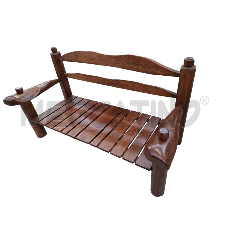 PANCHINA IN LEGNO RUSTICA CON BRACCIOLI | Mercatino dell'Usato Arcore 1