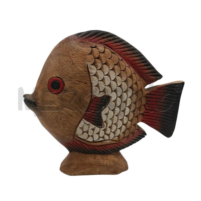 PESCE IN LEGNO PINNE E OCCHI ROSSO NERI | Mercatino dell'Usato Arcore 3