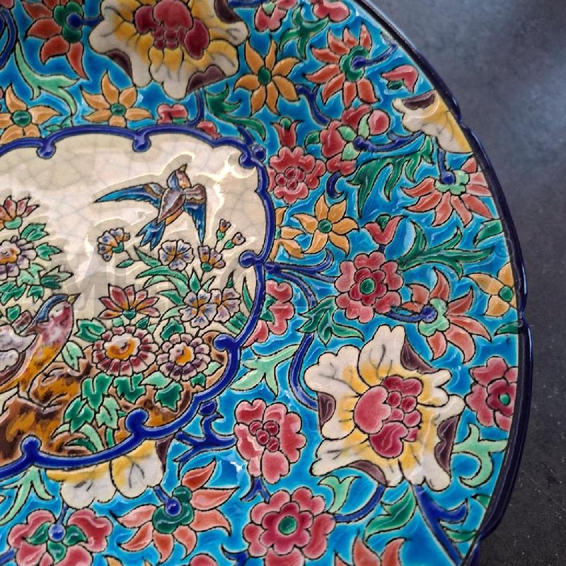 PIATTO REHAUSSÈ FRANCE 25 CM BLU CON FIORI E UCCELLINI   | Mercatino dell'Usato Arcore 4