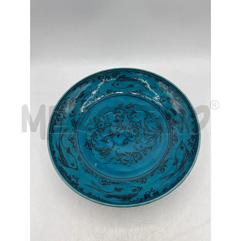 PIATTO TURCHESA CON PESCE KOI 24 CM | Mercatino dell'Usato Arcore 1