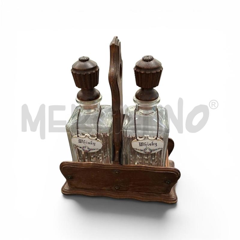 PORTA BOTTIGLIA LEGNO + 2 BOTTIGLIE WHISKY  | Mercatino dell'Usato Arcore 1