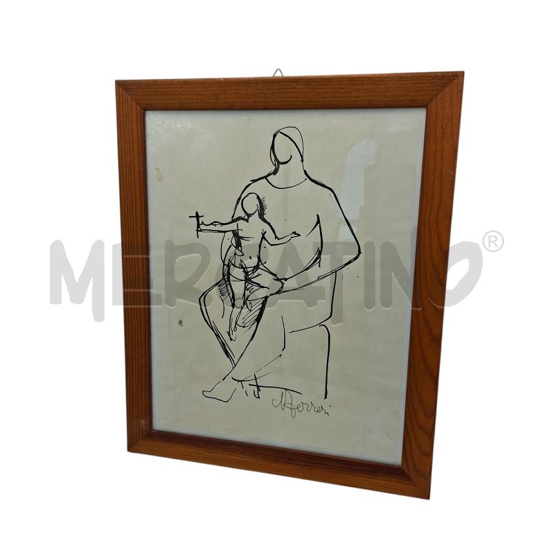 QUADRO 28X22 ANGELO FERRERI INCHIOSTRO SU CARTA  | Mercatino dell'Usato Arcore 1
