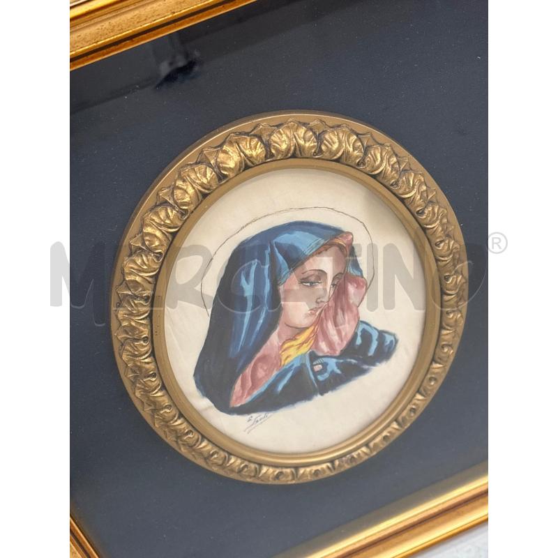 QUADRO MADONNA PASSEPARTOUT NERO OVALE CORNICE COLOR ORO 47X41 CM CIRCA  | Mercatino dell'Usato Arcore 2