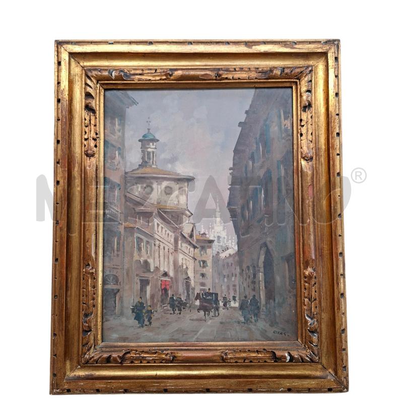 QUADRO RIVA G. VEDUTA DUOMO DI MILANO CORNICE COLOR ORO  | Mercatino dell'Usato Arcore 1