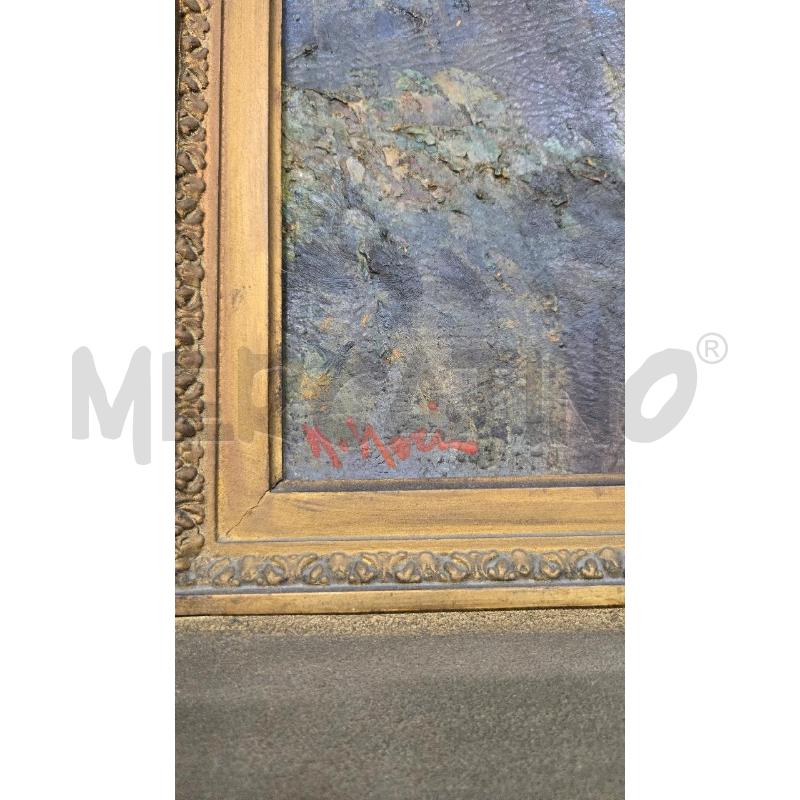 QUADRO VECCHIO FIRMATO CORNICE COLOR ORO BOSCO CON BARCA | Mercatino dell'Usato Arcore 3