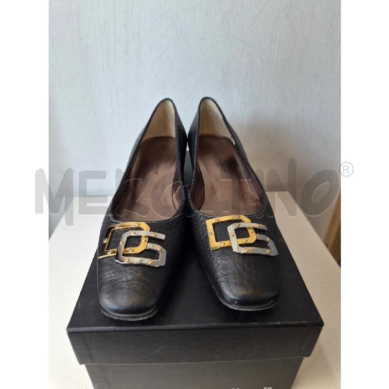 SCARPE DONNA D&G PELLE NERA LOGO DORATO E ARGENTATO TG 38 | Mercatino dell'Usato Arcore 2