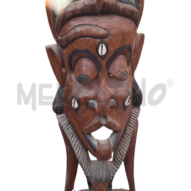 SCULTURA IN LEGNO ETNICA 90 CM FACCIA  | Mercatino dell'Usato Arcore 2