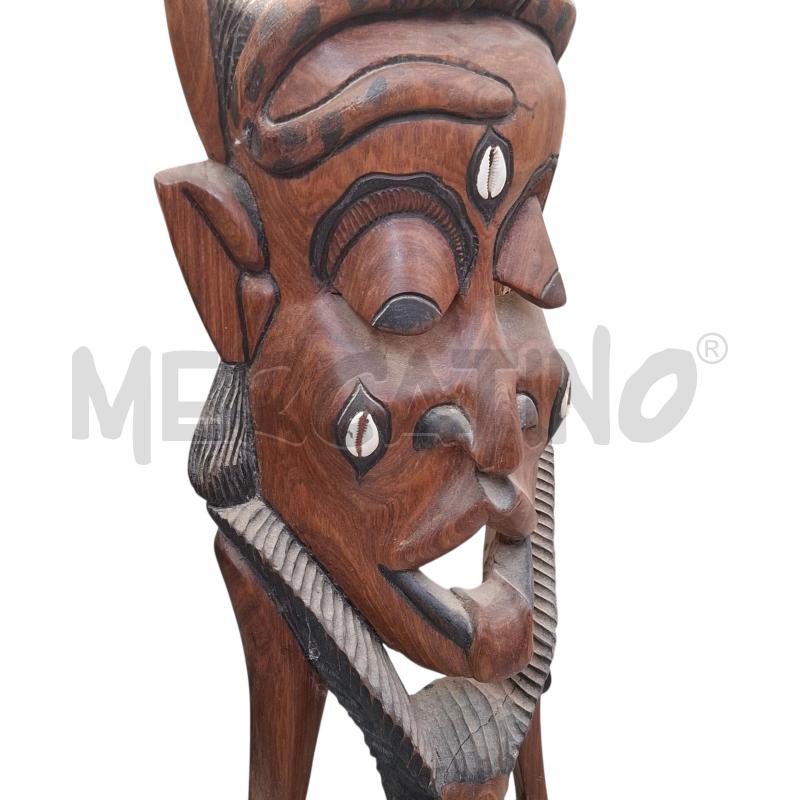SCULTURA IN LEGNO ETNICA 90 CM FACCIA  | Mercatino dell'Usato Arcore 3