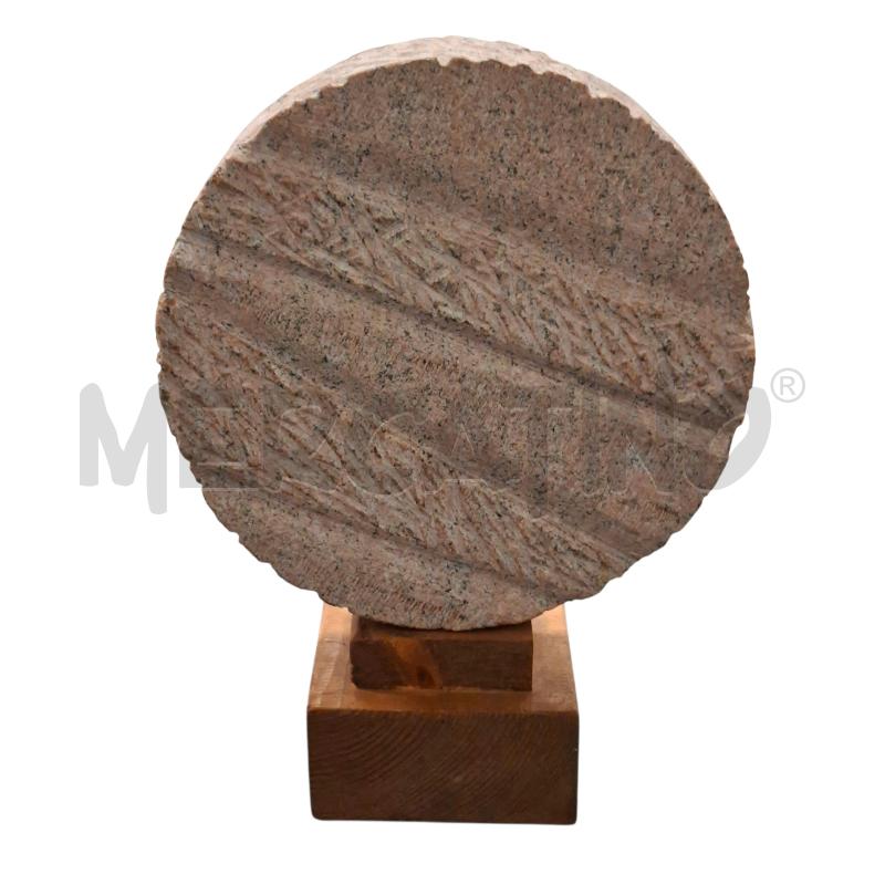 SCULTURA RUOTA IN PIETRA BASE LEGNO  | Mercatino dell'Usato Arcore 1