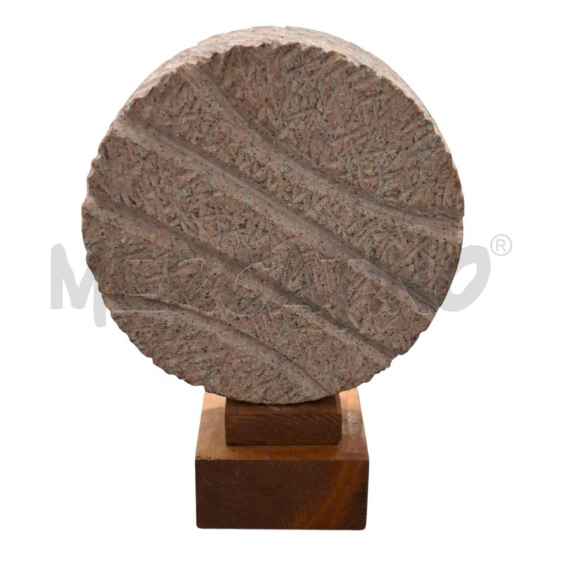 SCULTURA RUOTA IN PIETRA BASE LEGNO  | Mercatino dell'Usato Arcore 3