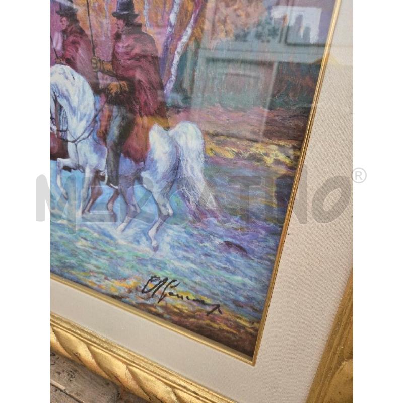 SERIGRAFIA G.F. GONZAGA 50X70 CM 3/300 BUTTERI AL GUADO CORNICE COLOR ORO  | Mercatino dell'Usato Arcore 2