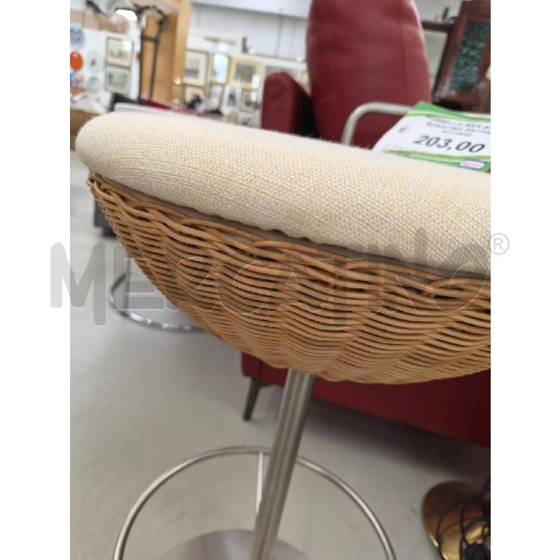 SGABELLO BAR BALOON BONACINA RATTAN E ACCIAIO  | Mercatino dell'Usato Arcore 2