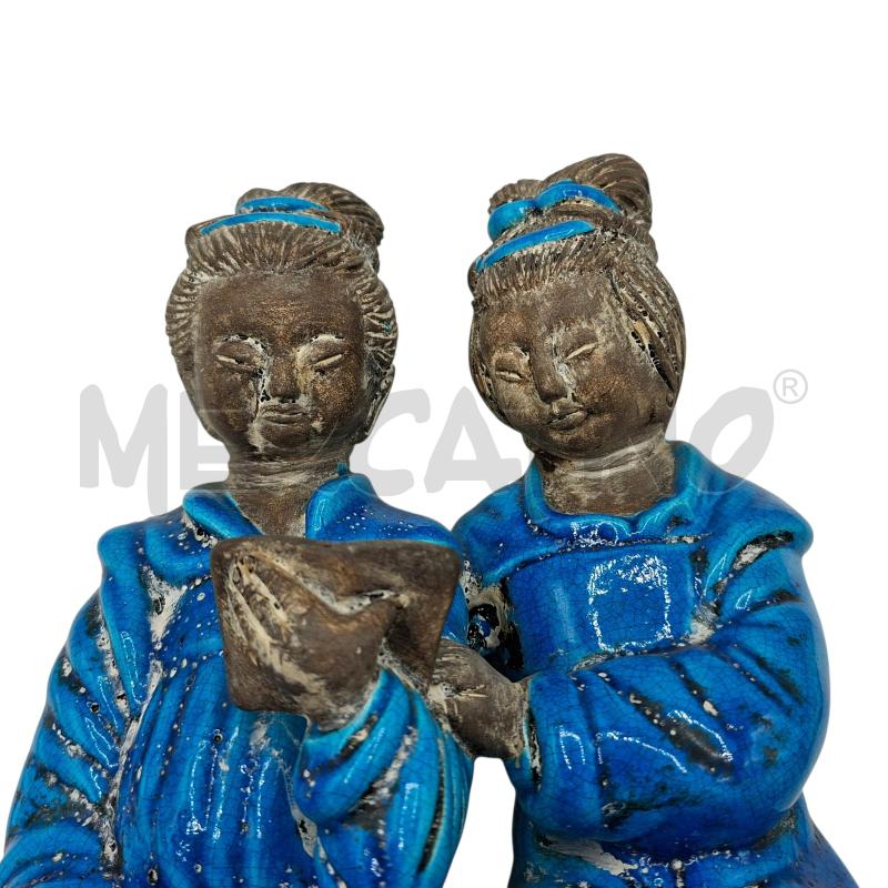 STATUETTA BLU IN CERAMICA COPPIA ORIENTALE  | Mercatino dell'Usato Arcore 3
