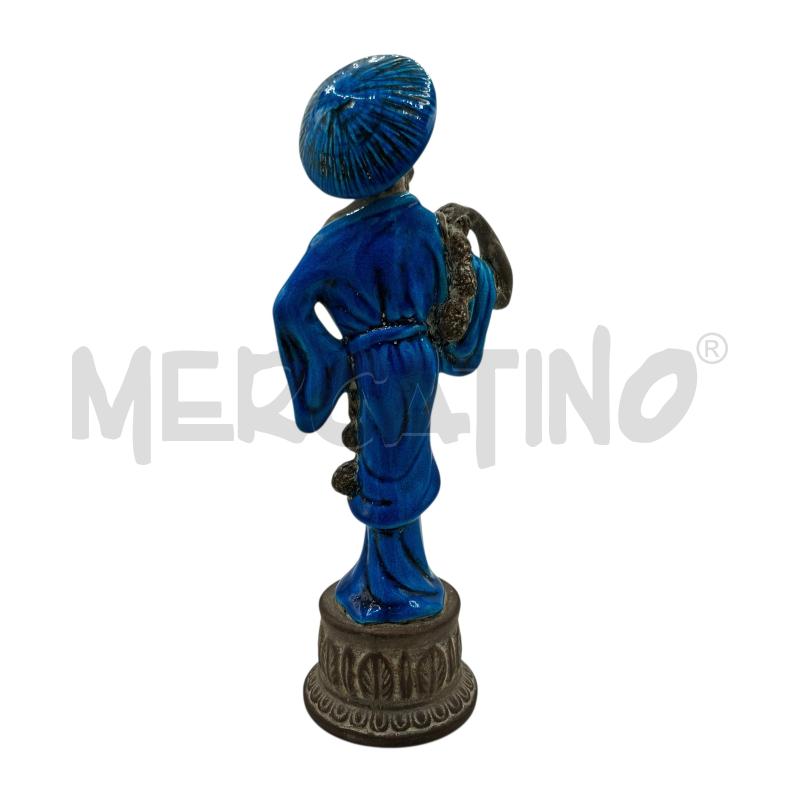 STATUETTA BLU IN CERAMICA UOMO ORIENTALE  | Mercatino dell'Usato Arcore 2