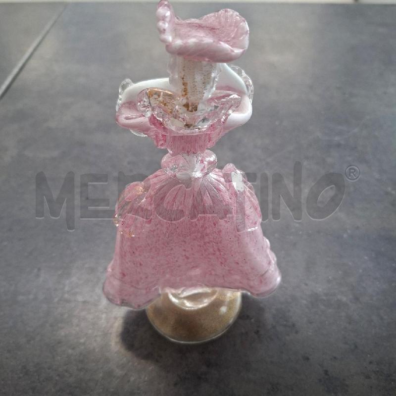 STATUINA DAMA IN VETRO BIANCO ROSA E COLOR ORO  | Mercatino dell'Usato Arcore 3