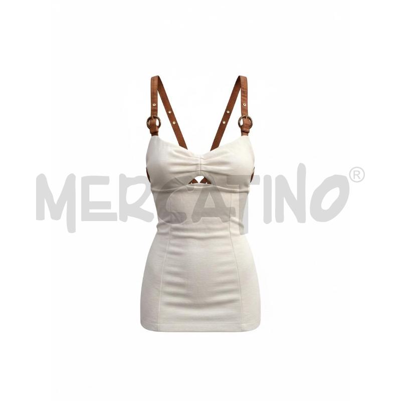 TOP FRANKIE MORELLO BNC SPALLINE MARRONI | Mercatino dell'Usato Arcore 1